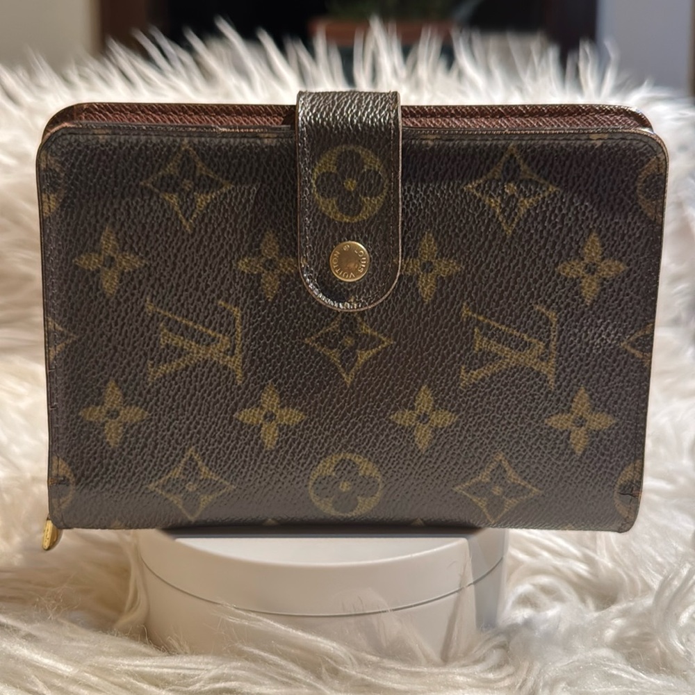 AUTH Louis Vuitton Monogram Porte Monnaie Viennois Bifold Wallet - Brown